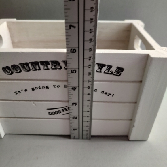 Box Wood Style Country Rustic White Handles For Coffee Station Wine Towels New - Picture 5 of 10